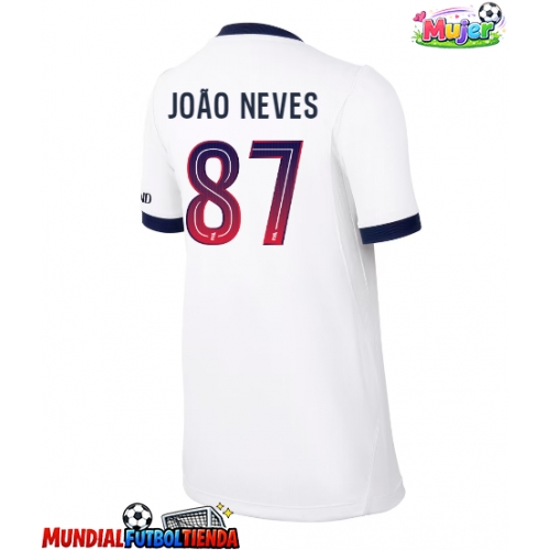 Camiseta Paris Saint-Germain Joao Neves #87 Segunda Equipación Replica 2026-27 para mujer mangas cortas